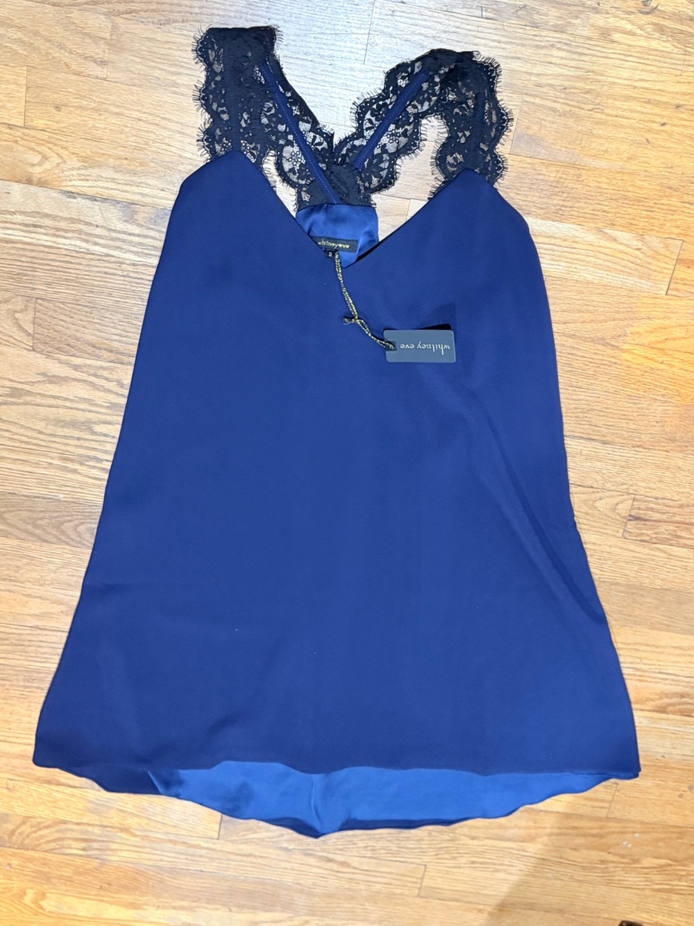 Whitney Eve Royal Blue Slip Dress with Black Lace Trim size 10
